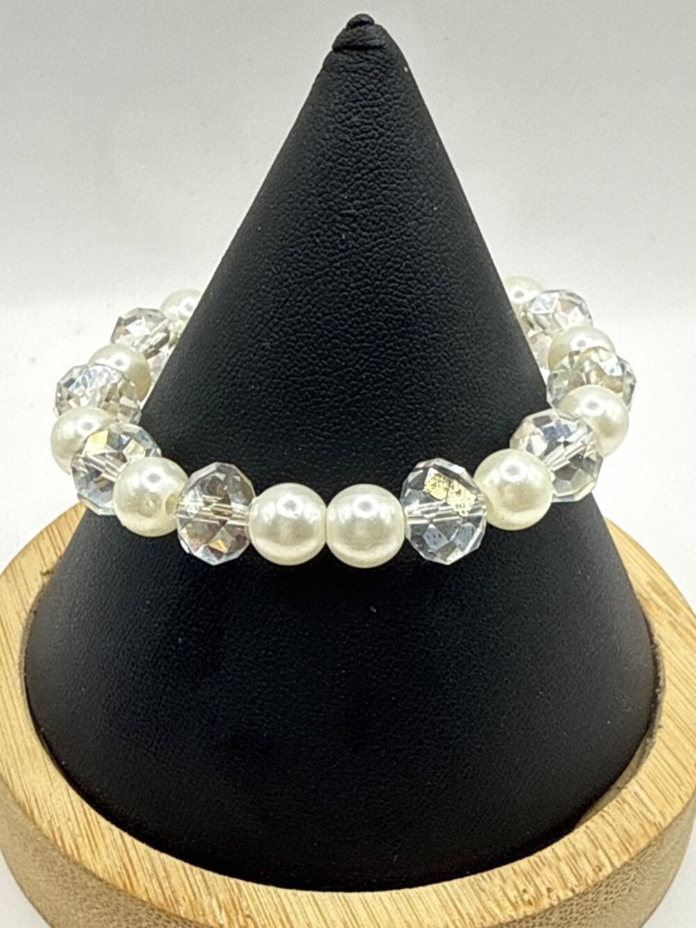 Bridal Pearl & Faceted Crystal Stretch Bracelet Y2K Coquette Wedding Prom Aesthe